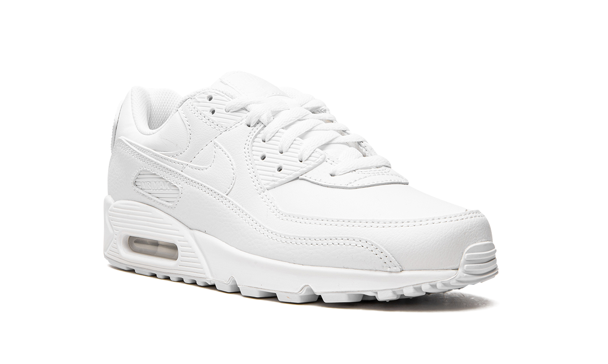 nike air max 90 leather triple white+CZ5594-100+diagnol right view