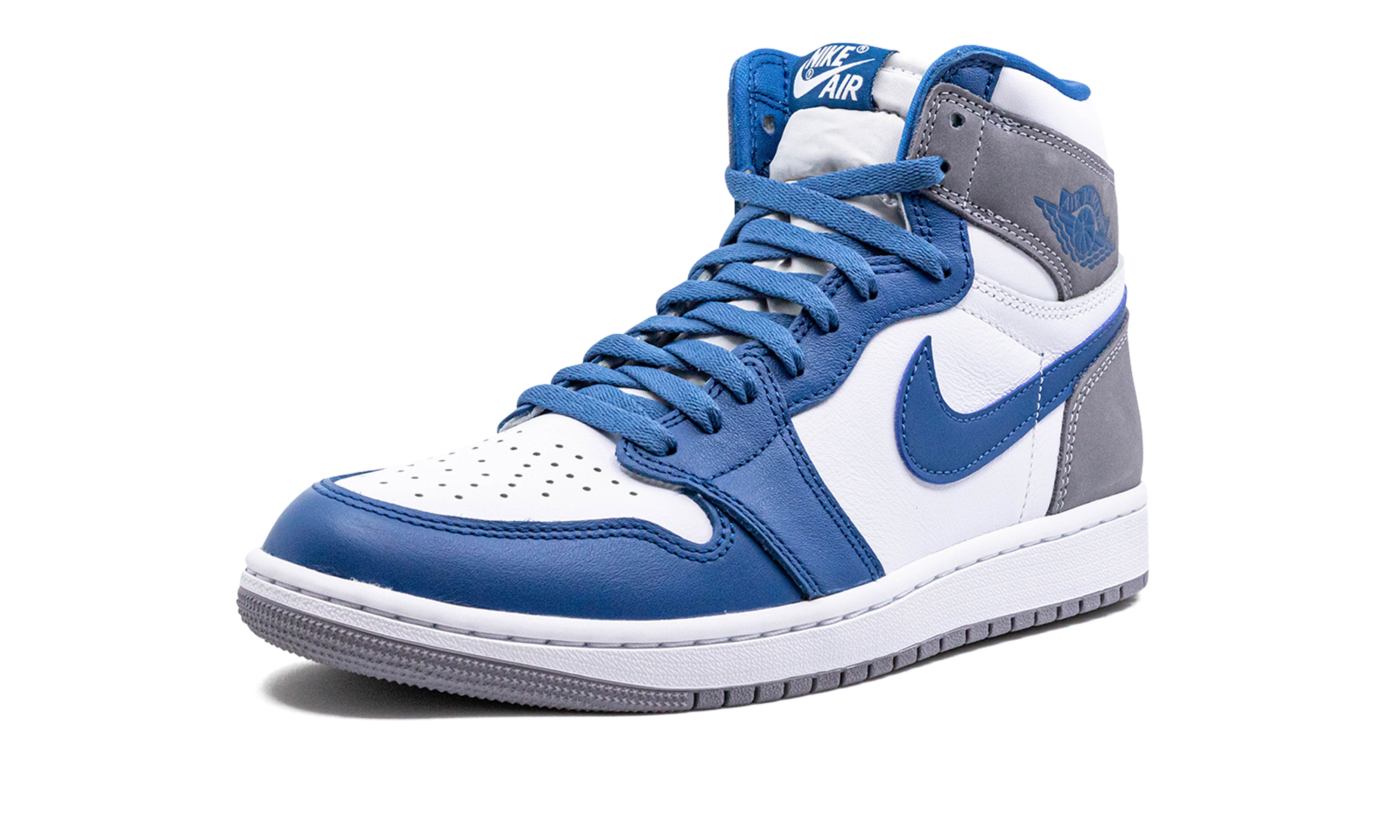 jordan 1 retro high og true blue+DZ5485-410+left diagnol single view