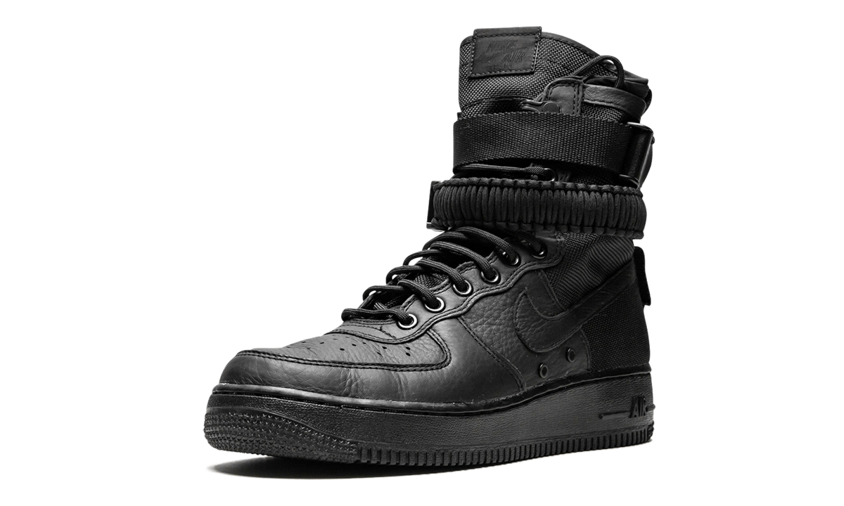 nike sf air force 1 high triple black women s+857872-002+left diagnol single view