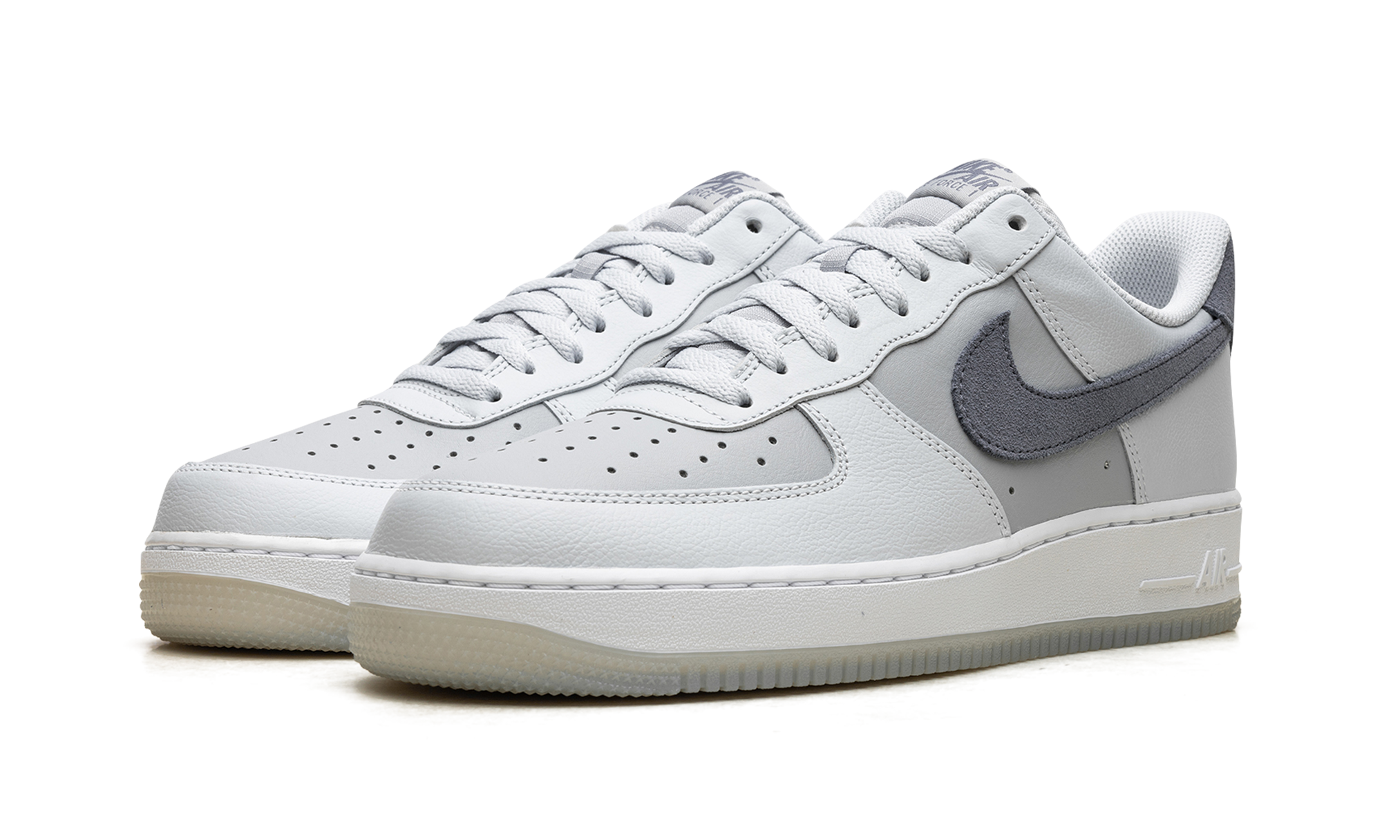 nike air force 1 07 lv8 pure platinum light carbon+FJ4170-001+diagnol left view