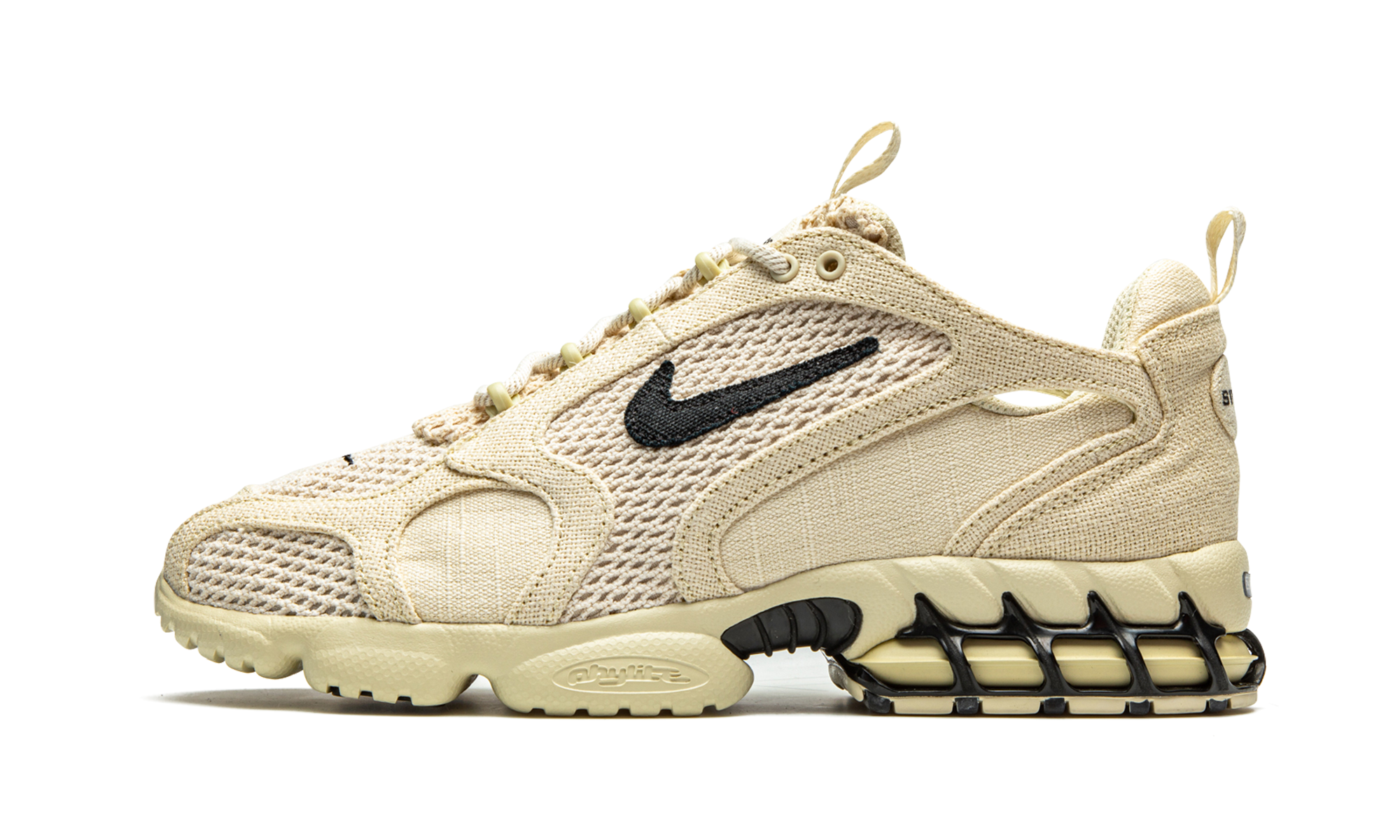 nike air zoom spiridon cage 2 stussy fossil+CQ5486-200+diagnol right view 1