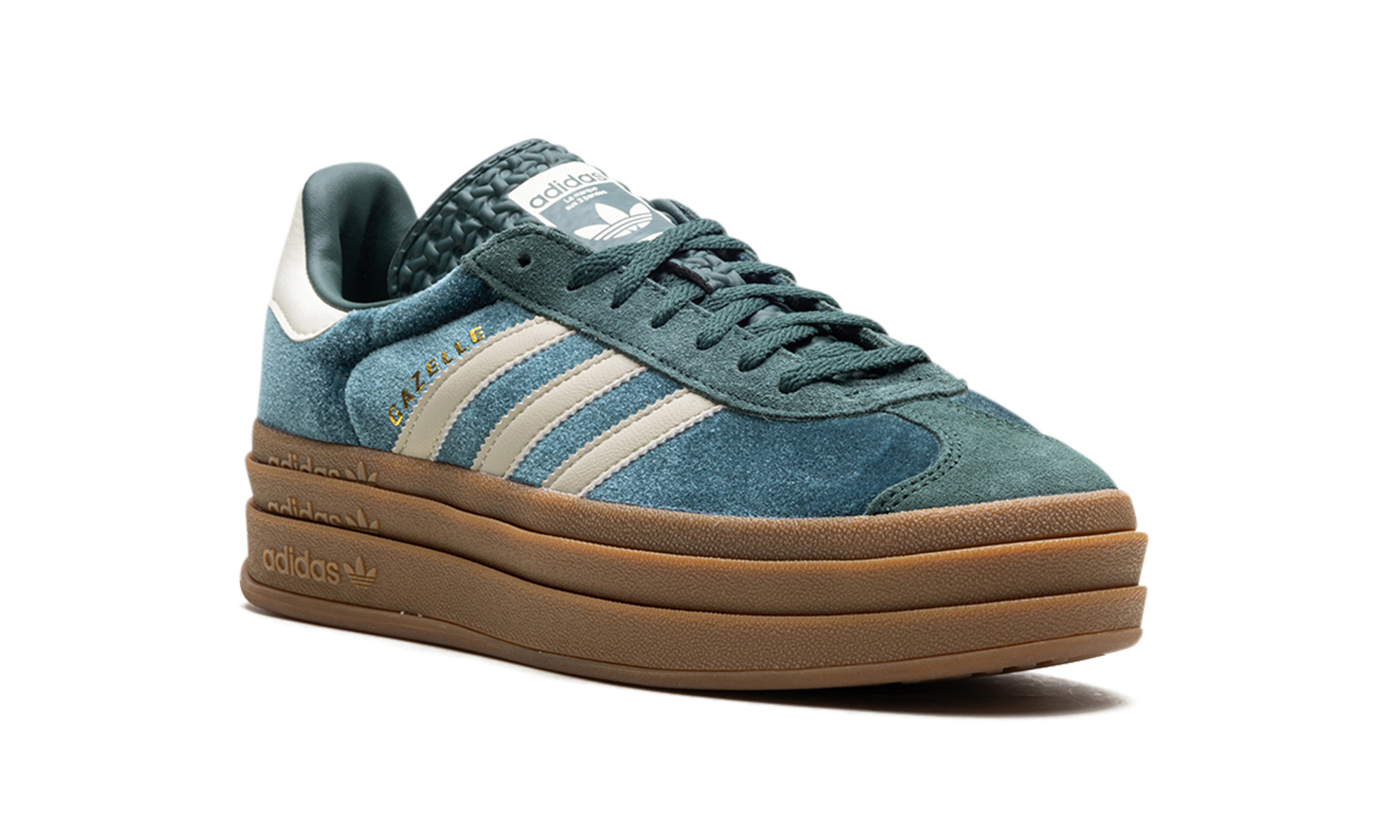 adidas gazelle bold mineral green velvet women s+IG4391+diagnol right view