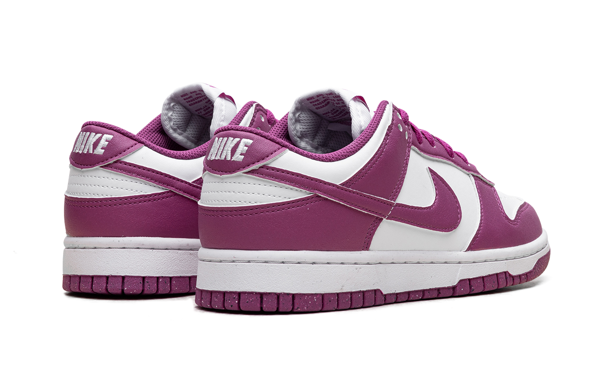 nike dunk low next nature hot fuchsia women s+DD1873-110+diagnol right behind view