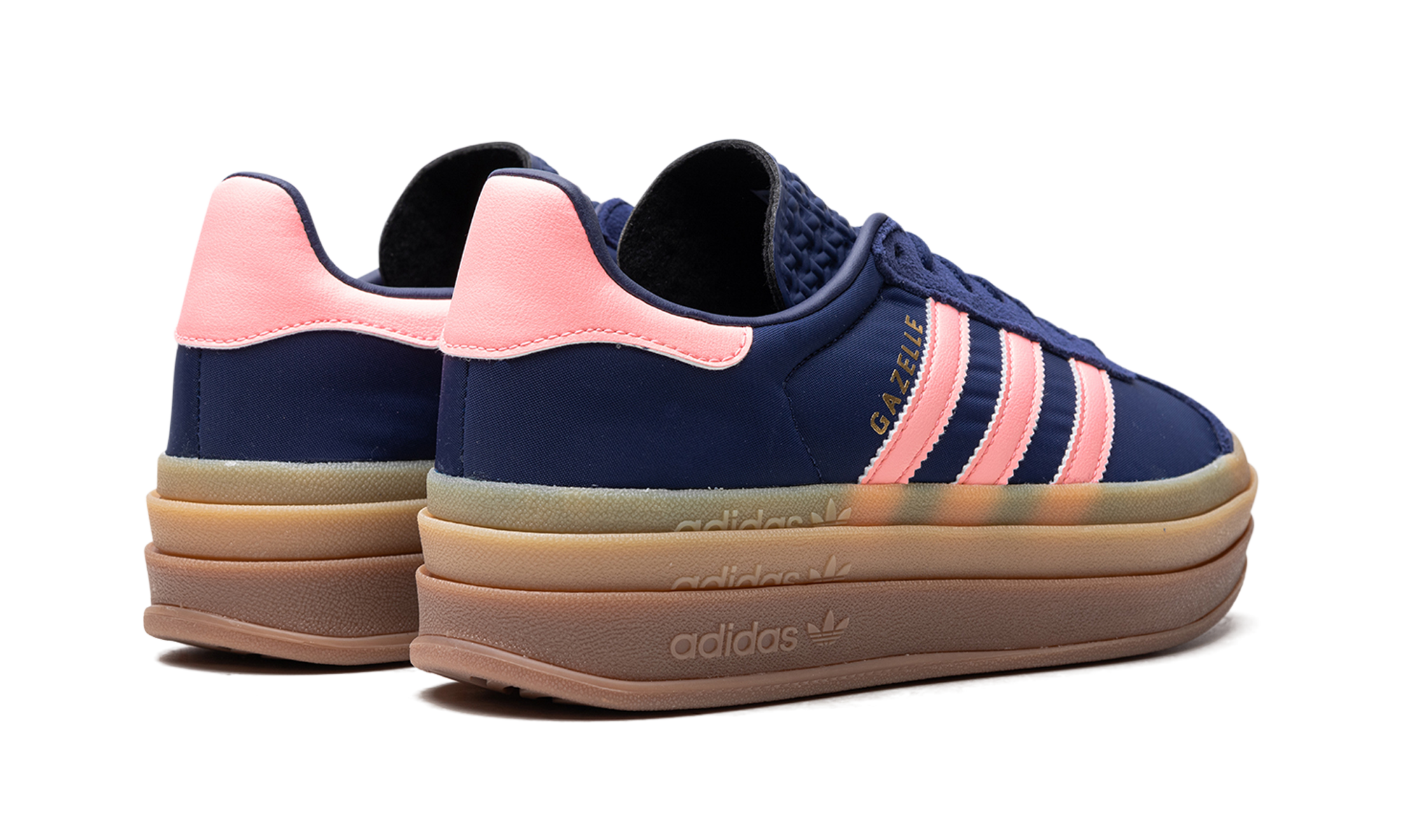 adidas gazelle bold dark blue pink spark women s+IG4390+diagnol right behind view