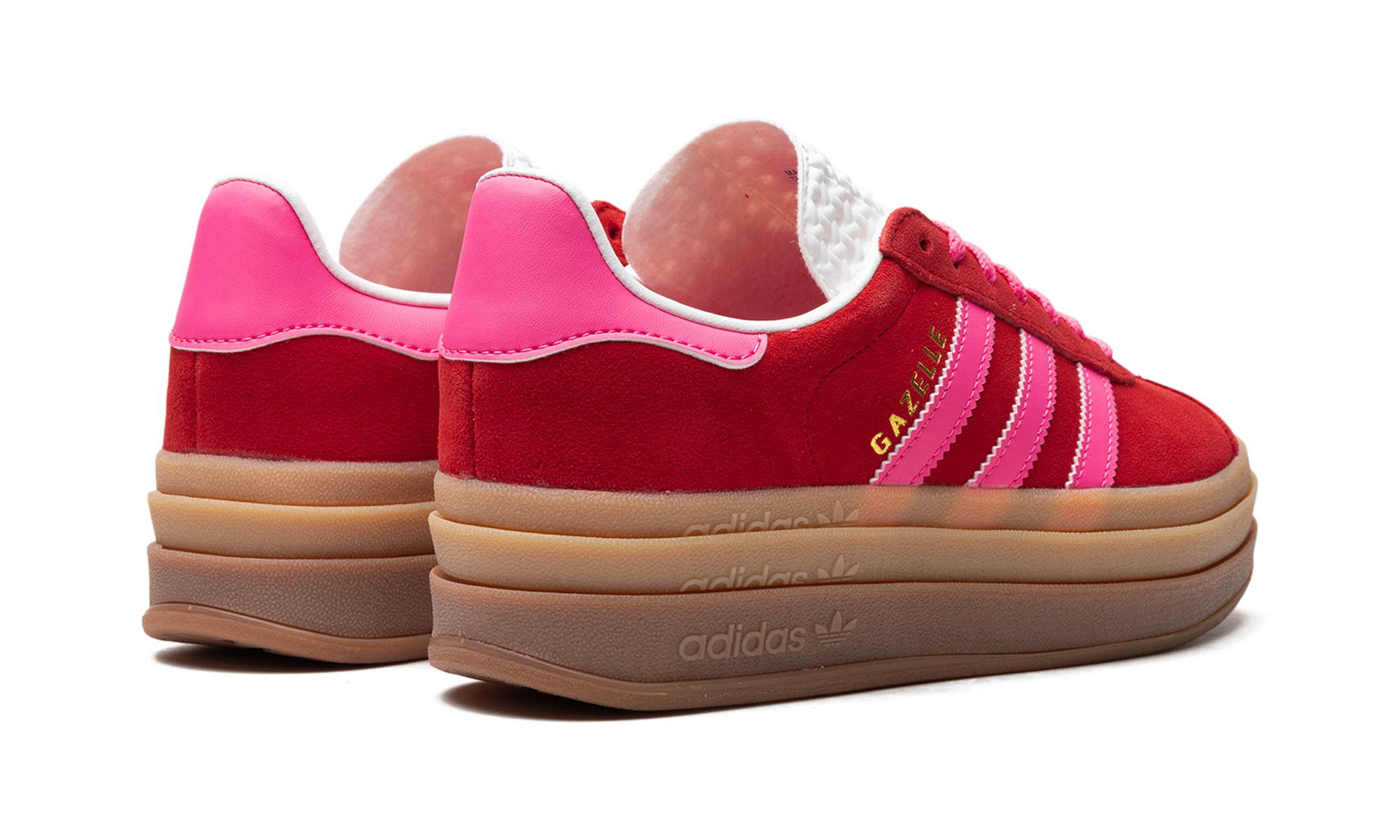 adidas gazelle bold collegiate red lucid pink women s+IH7496+diagnol right behind view