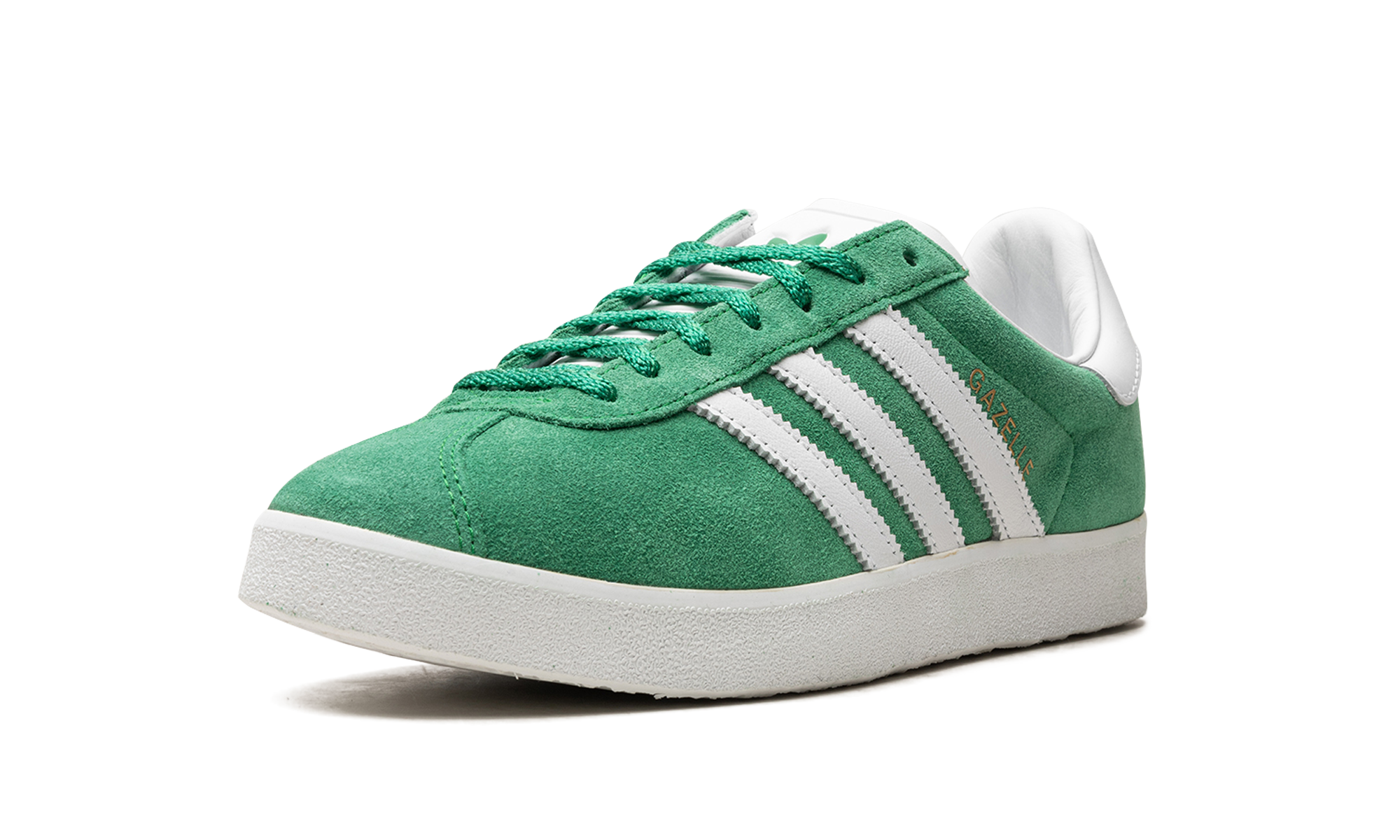 adidas gazelle 85 green white gold metallic+IE2165+left diagnol single view