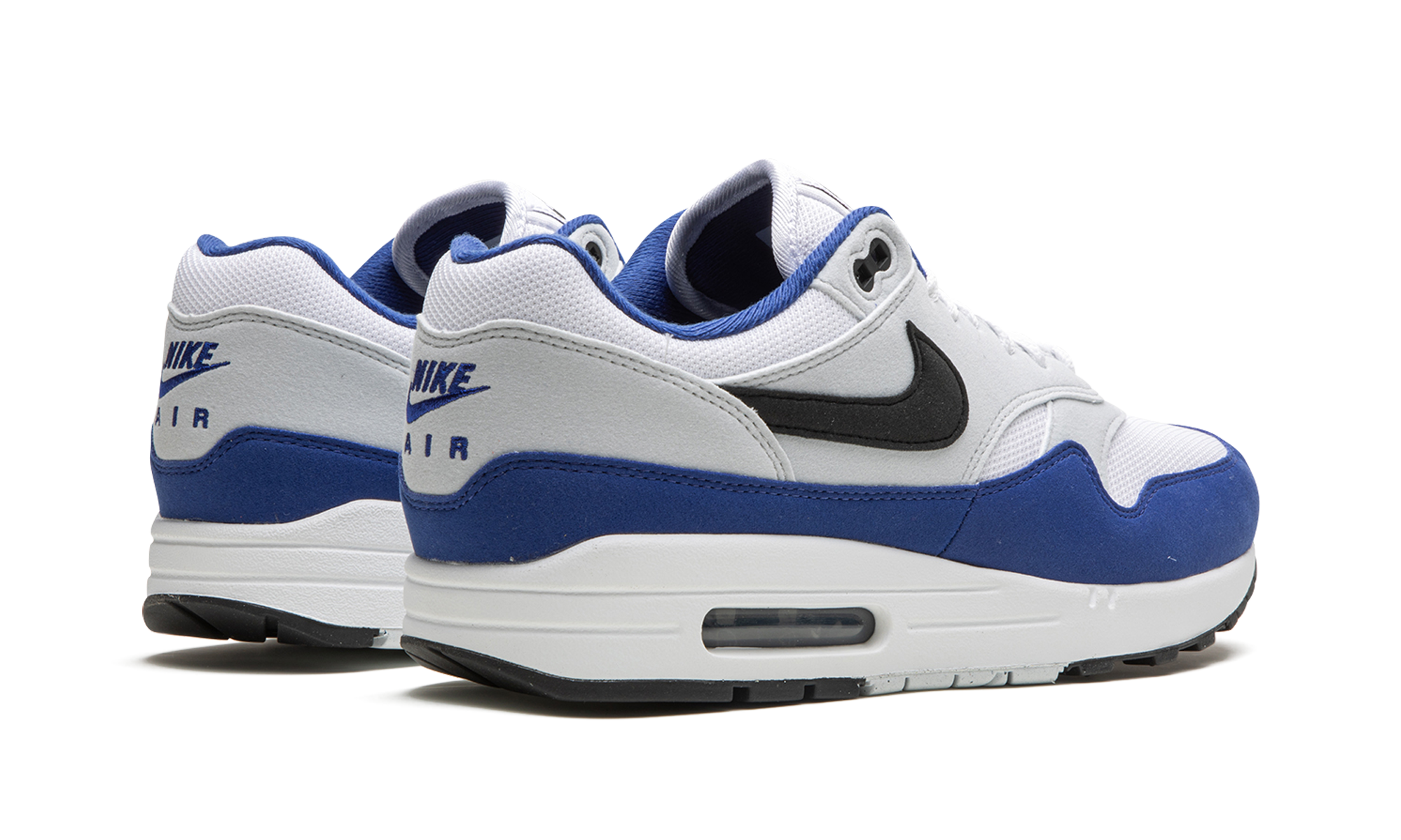 nike air max 1 deep royal blue+FD9082-100+diagnol right behind view