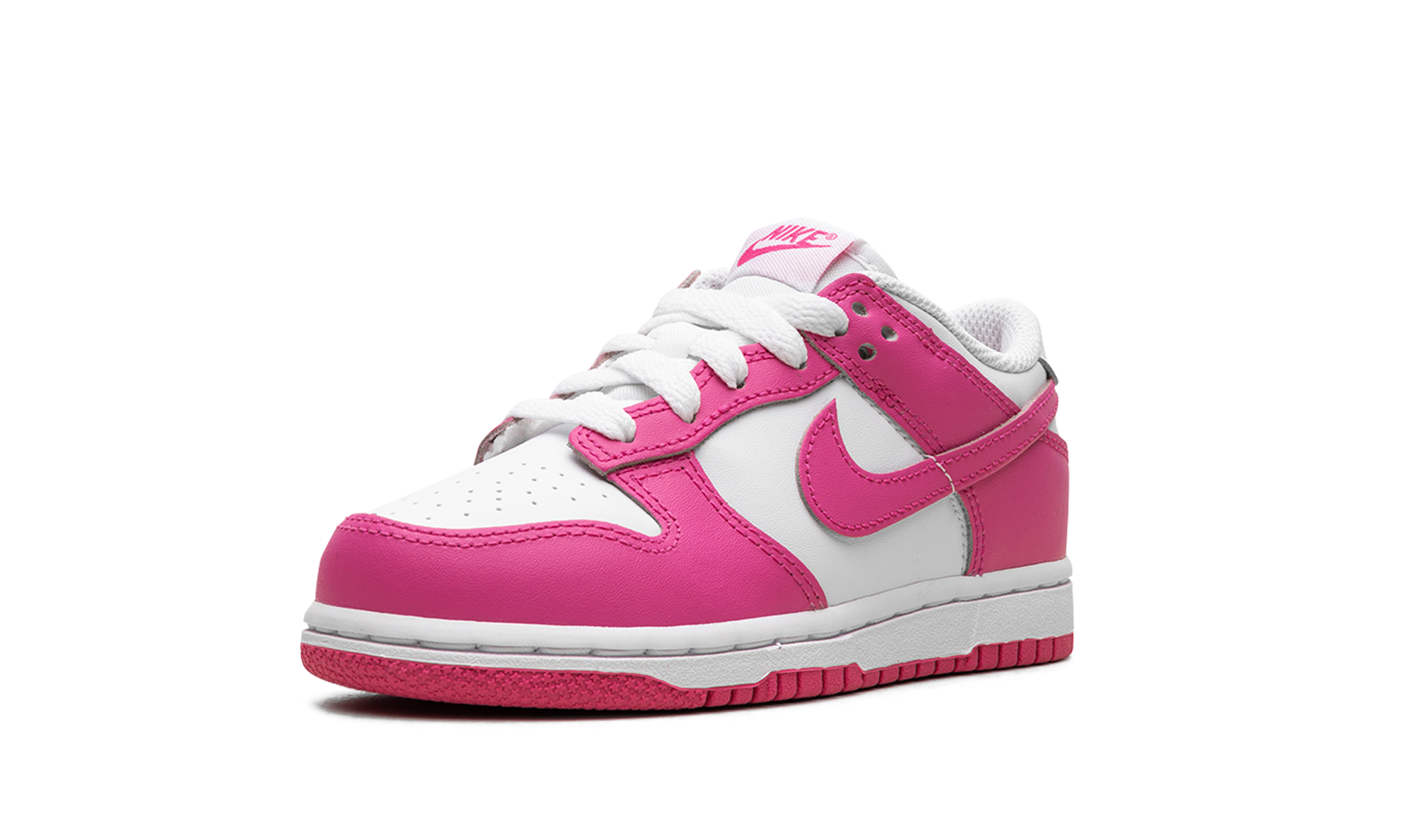 nike dunk low laser fuchsia ps+FB9108-102+left diagnol single view