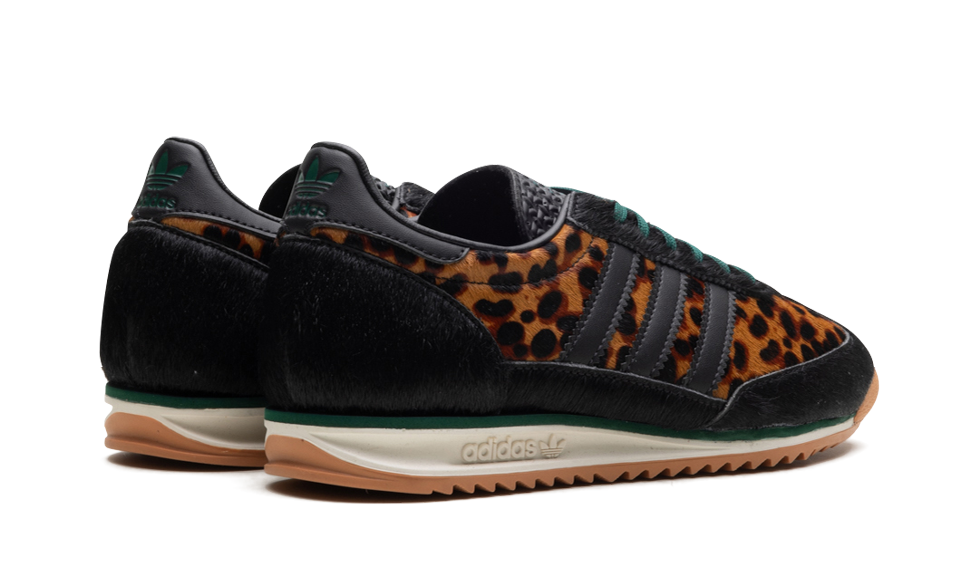 adidas sl 72 og leopard print collegiate green+JI0187+diagnol right behind view