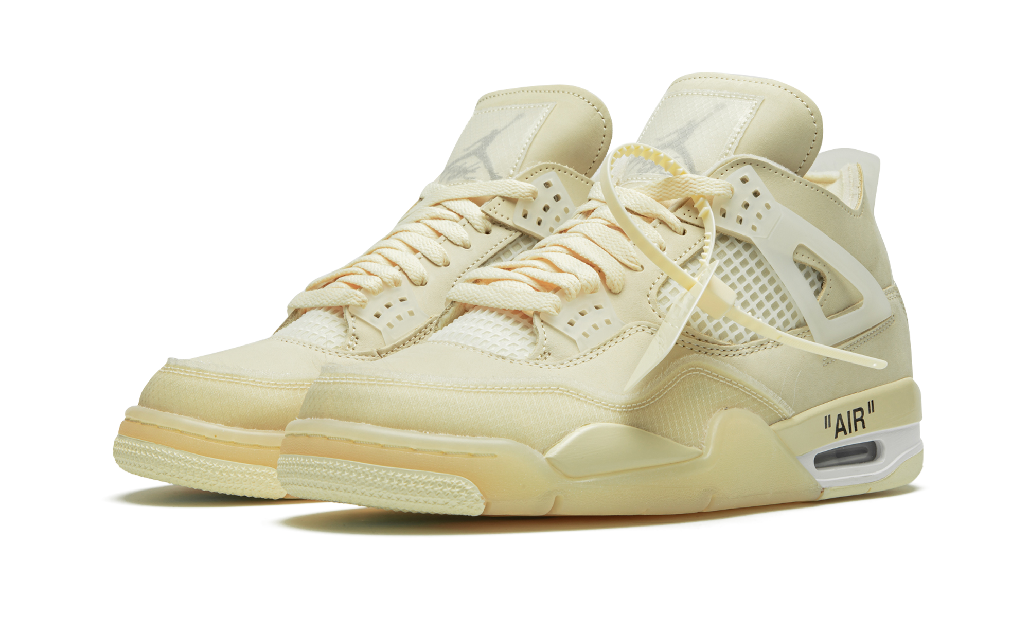 jordan 4 retro off white sail women s+CV9388-100+diagnol left view