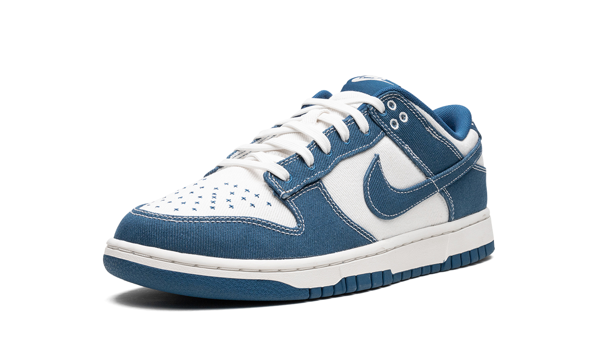 nike dunk low industrial blue sashiko+DV0834-101+left diagnol single view