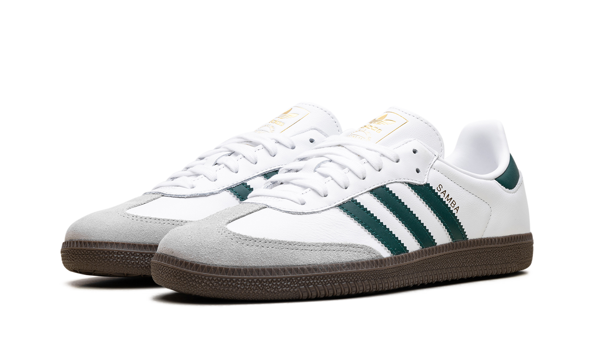 adidas samba og cloud white collegiate green+JH8797+diagnol left view