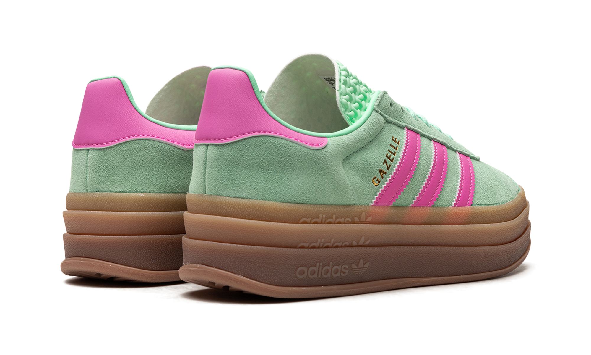 adidas gazelle bold pulse mint pink women s+H06125+diagnol right behind view