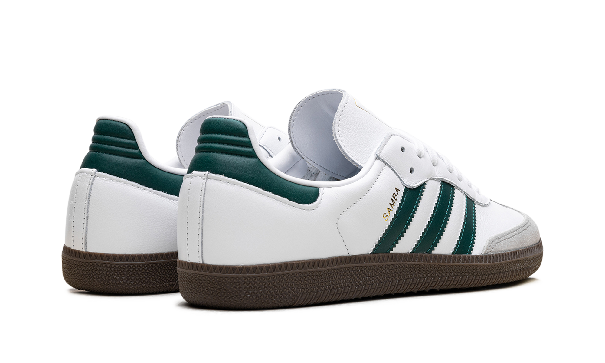 adidas samba og cloud white collegiate green+JH8797+diagnol right behind view