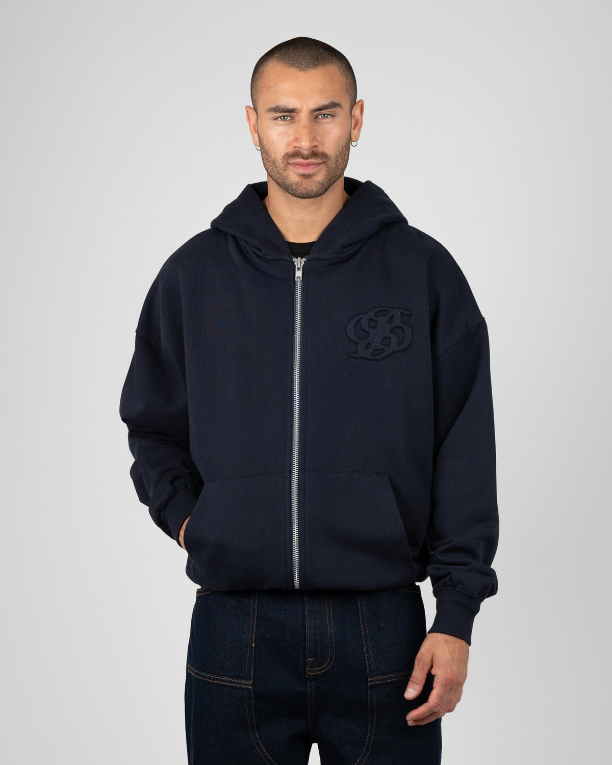 Prohibited College Days Zip-Hoodie Deep Blue