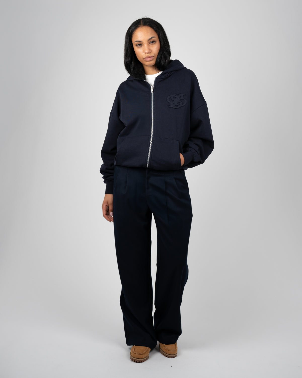 Prohibited College Days Zip-Hoodie Deep Blue