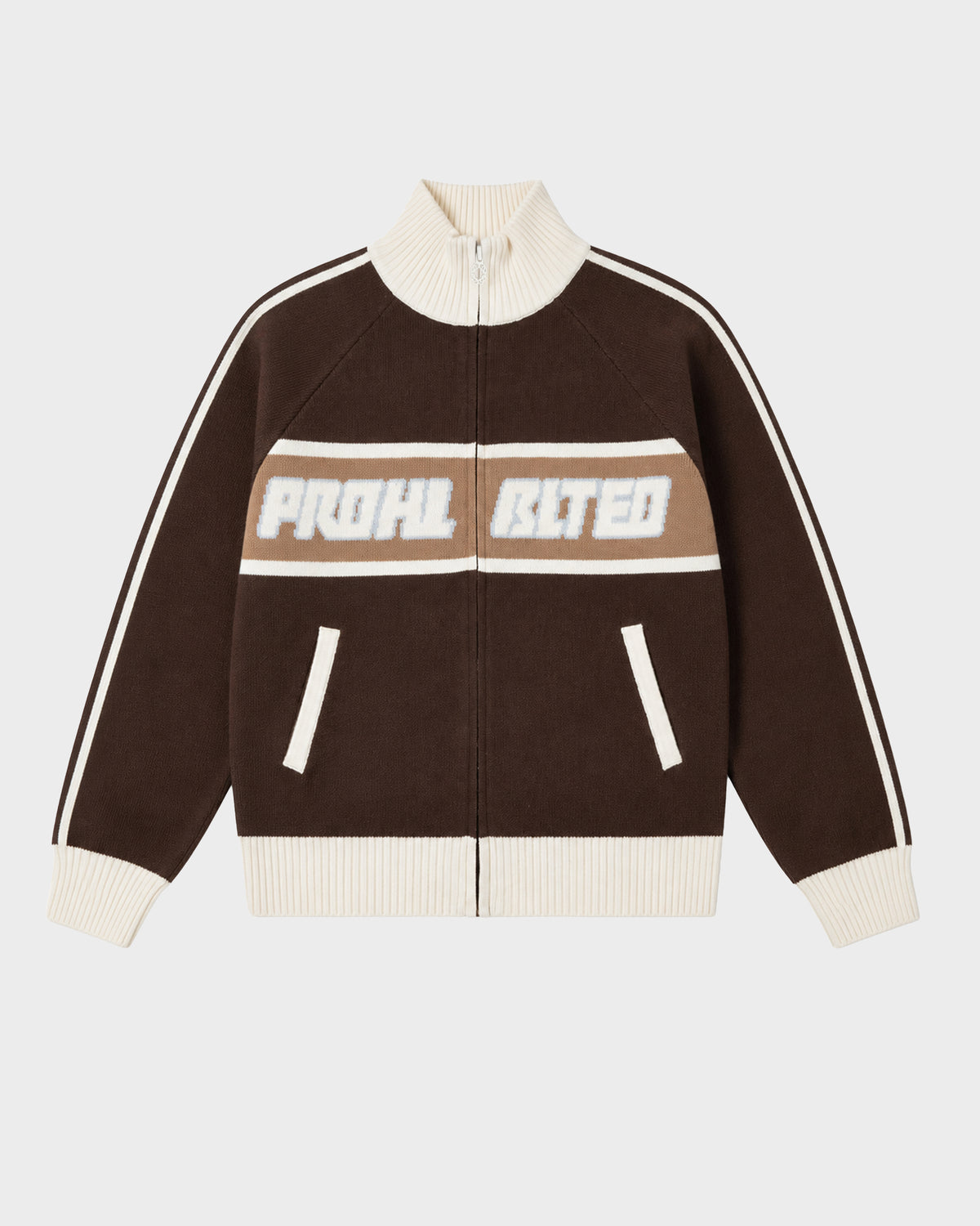 Prohibited Letterman Knit Jacket Brown