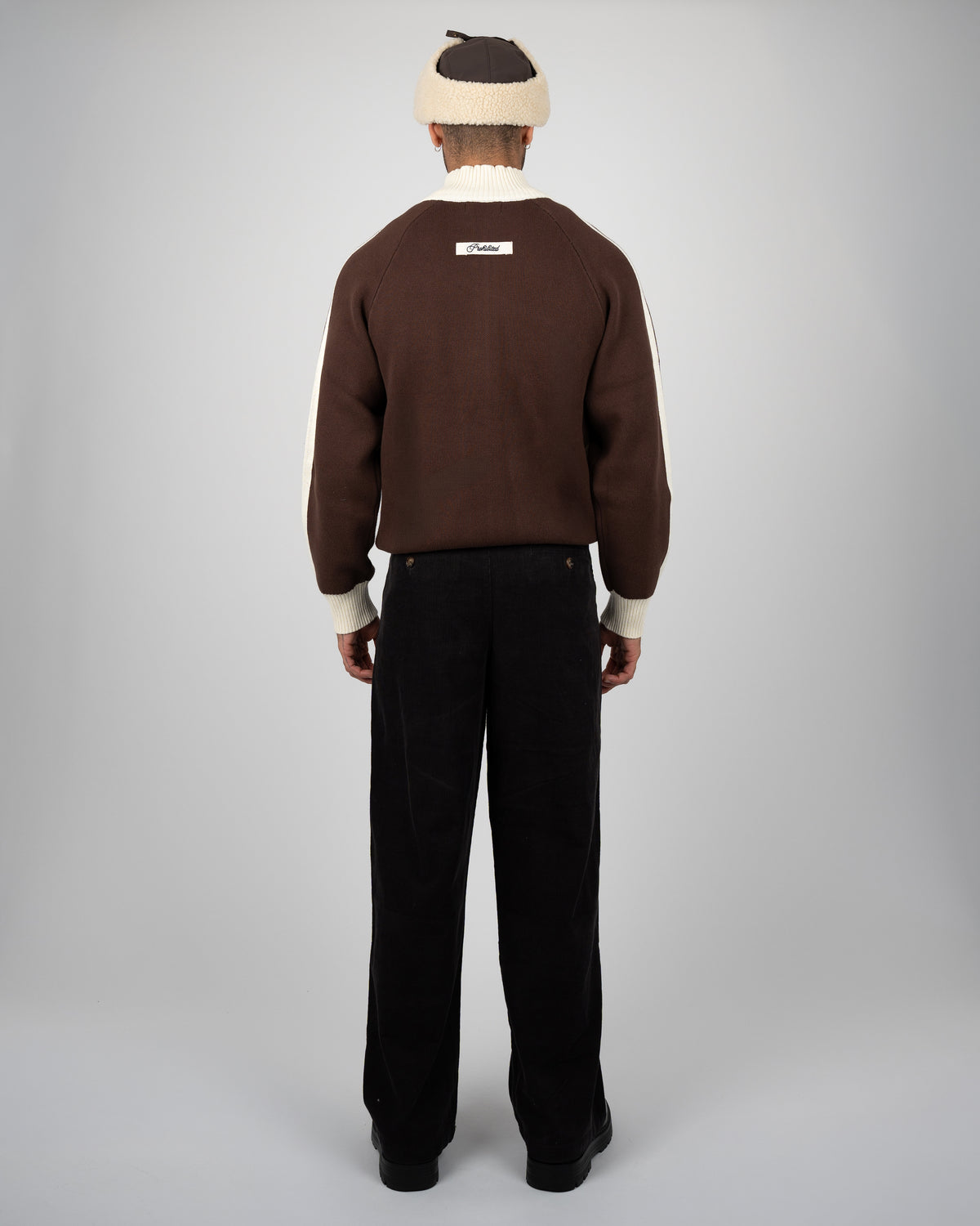 Prohibited Letterman Knit Jacket Brown