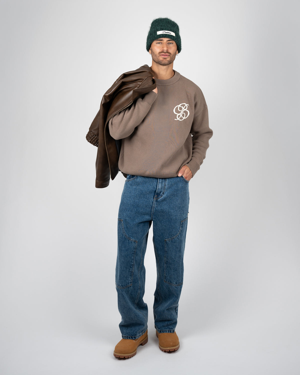 Prohibited Academy Knit Sweater Stone