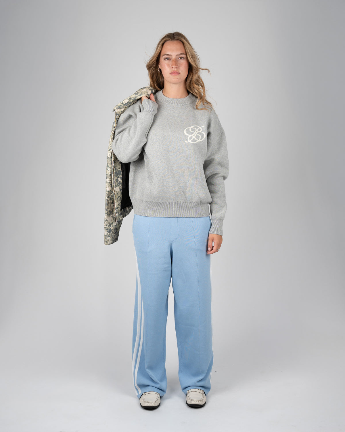 Prohibited Academy Knit Sweater Grey Melange