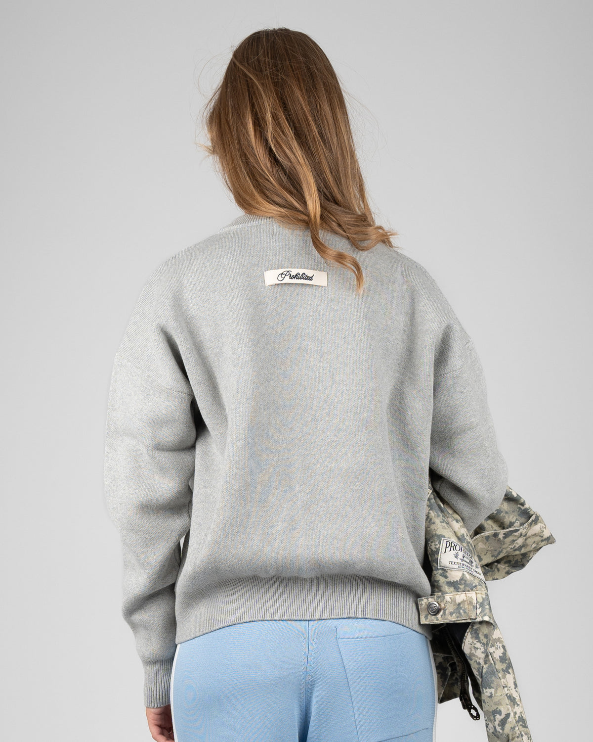 Prohibited Academy Knit Sweater Grey Melange