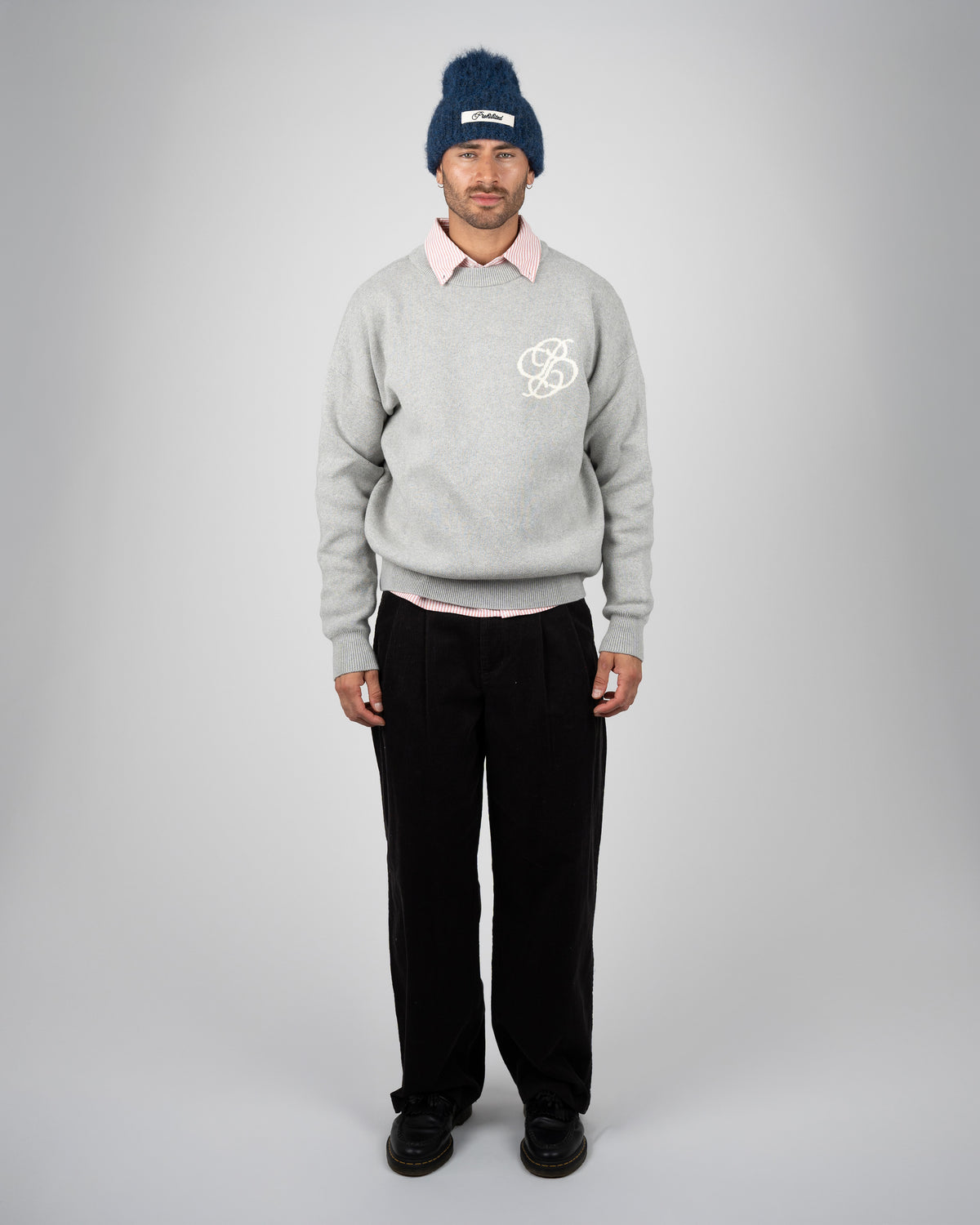 Prohibited Academy Knit Sweater Grey Melange