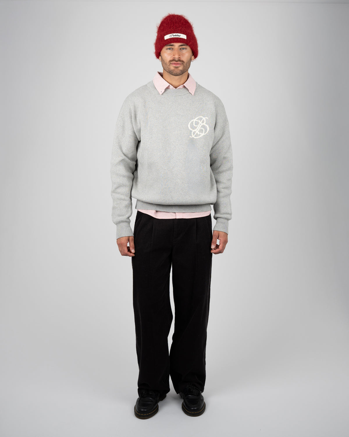 Prohibited Academy Knit Sweater Grey Melange