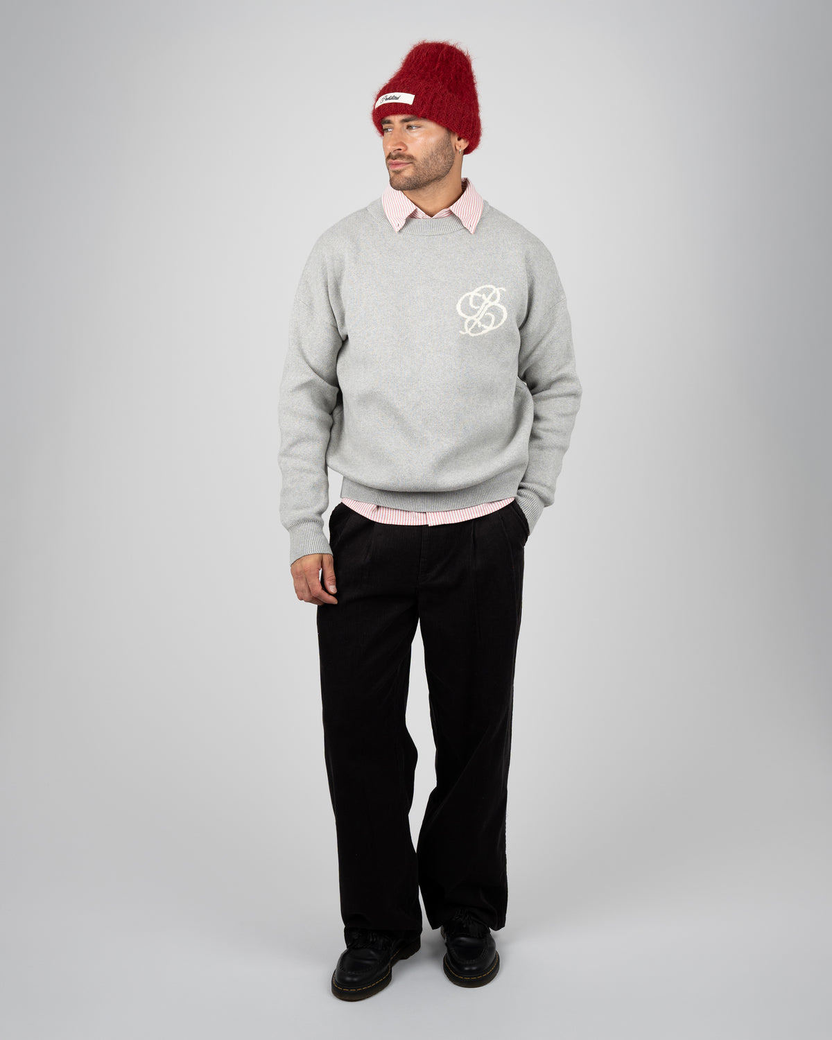 Prohibited Academy Knit Sweater Grey Melange