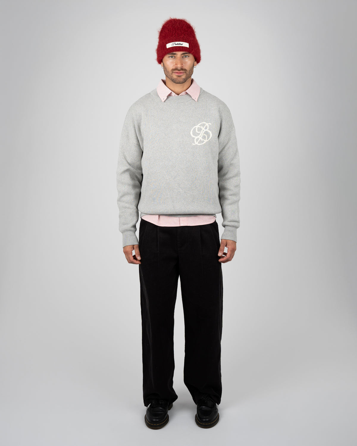 Prohibited Academy Knit Sweater Grey Melange