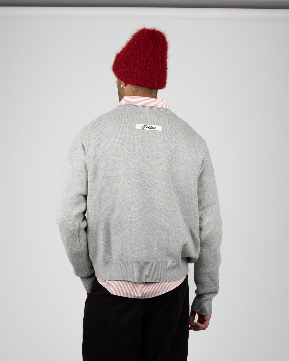 Prohibited Academy Knit Sweater Grey Melange