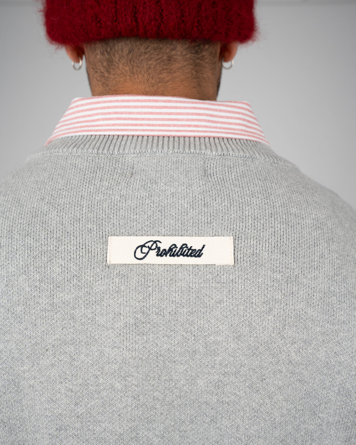 Prohibited Academy Knit Sweater Grey Melange