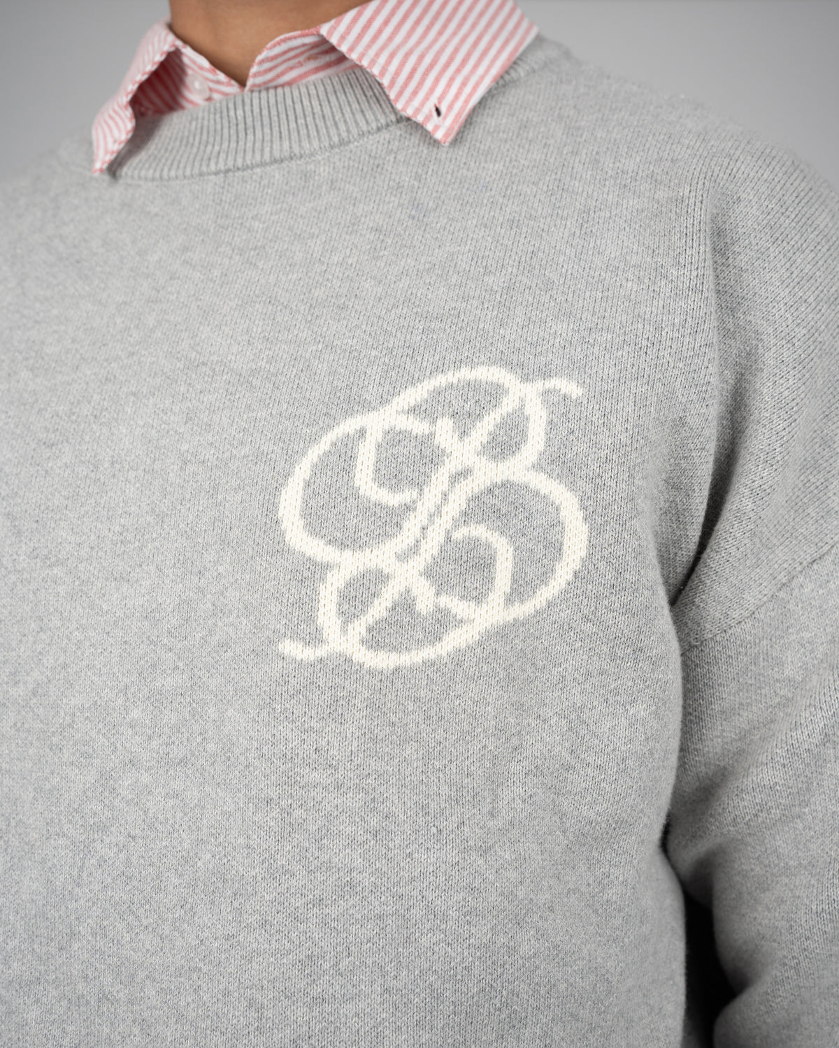 Prohibited Academy Knit Sweater Grey Melange