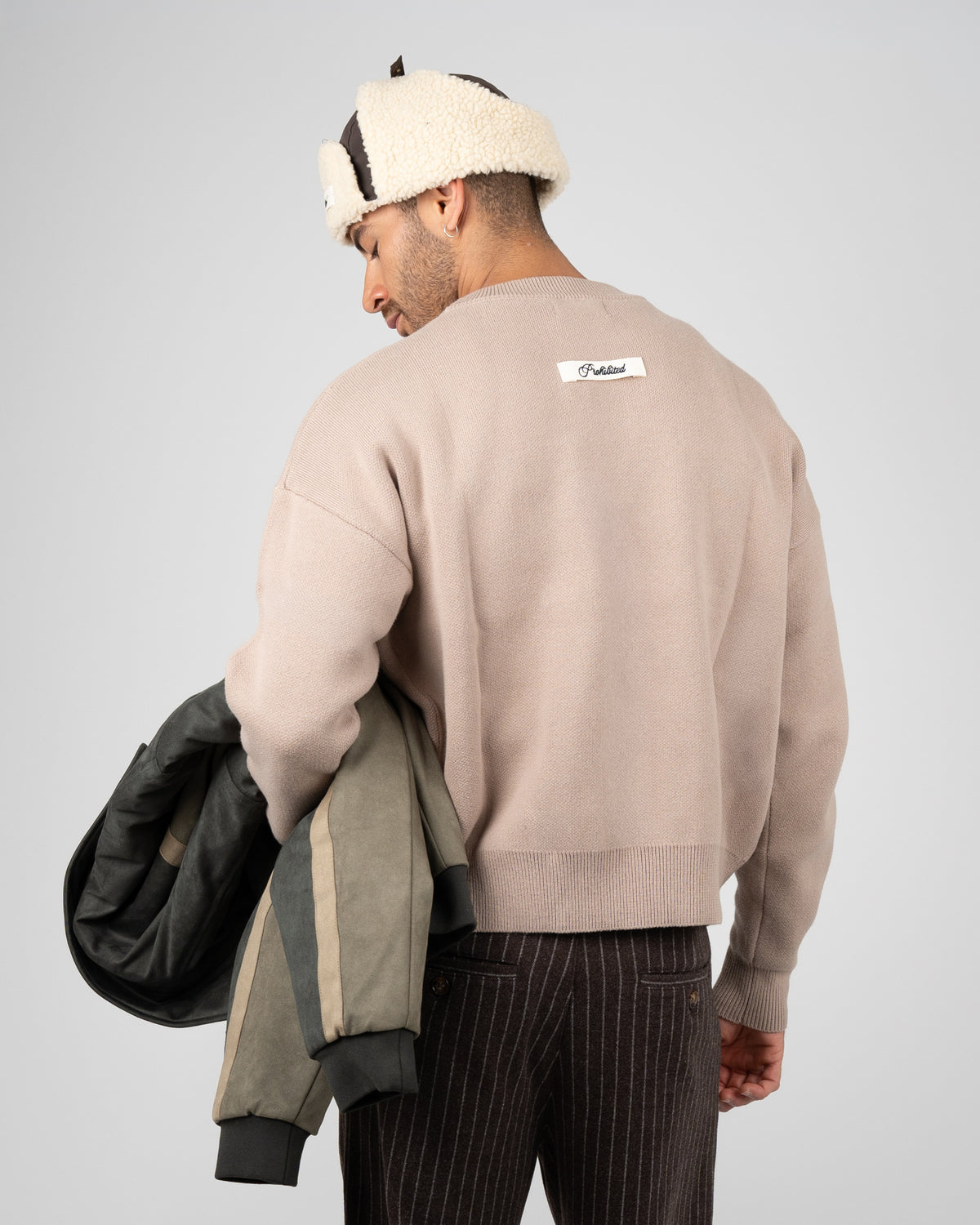 Prohibited Academy Knit Sweater Linen Beige