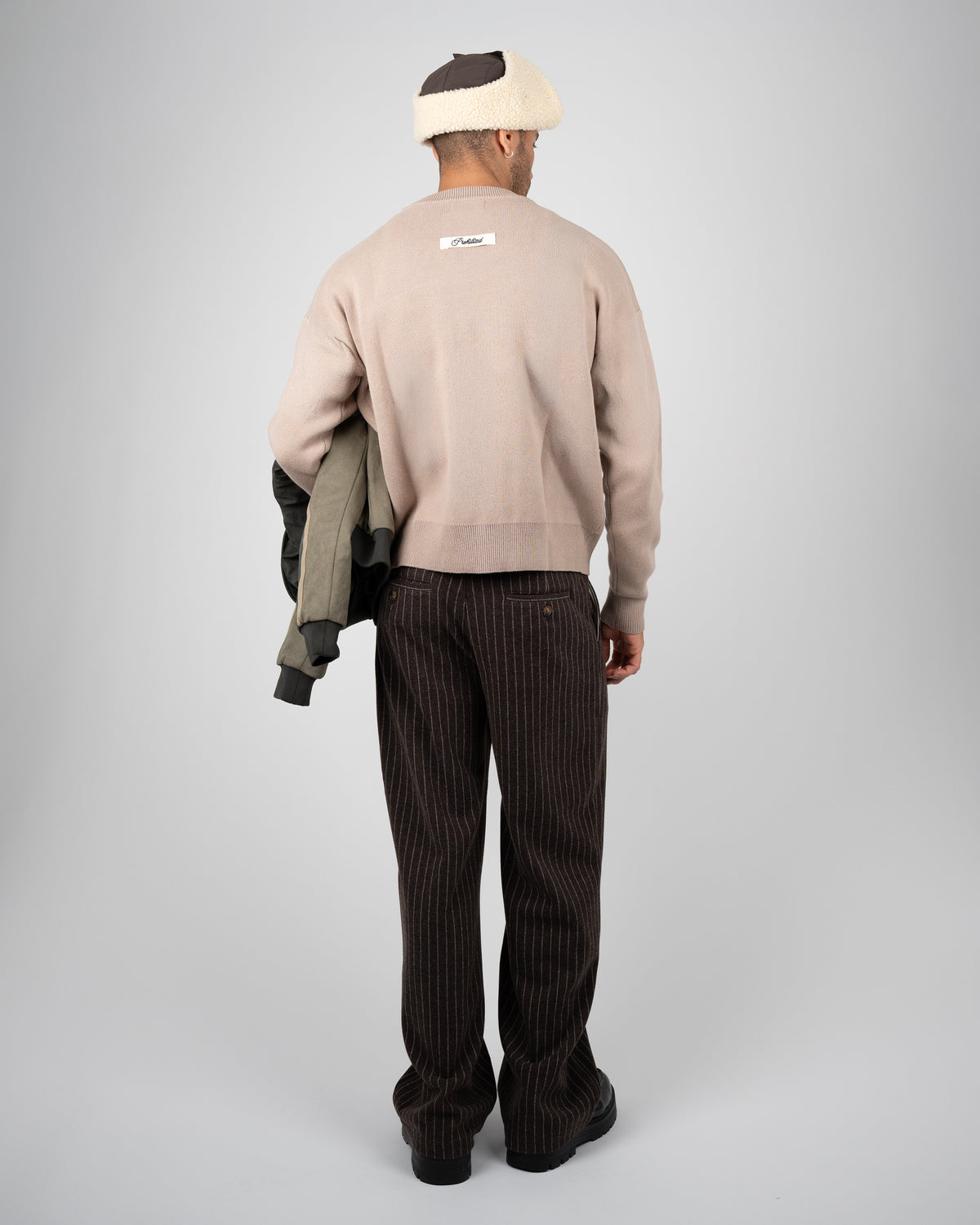 Prohibited Academy Knit Sweater Linen Beige