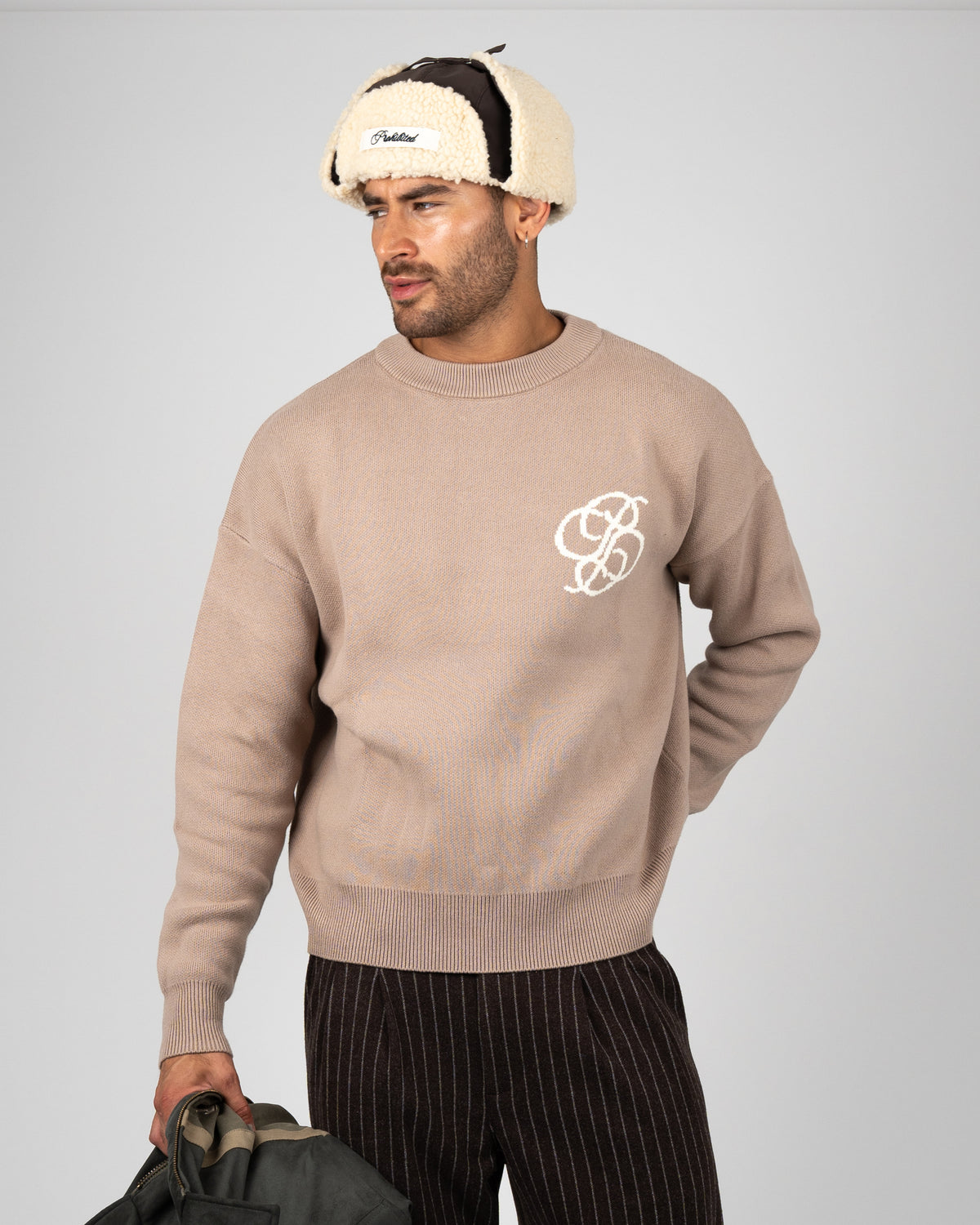 Prohibited Academy Knit Sweater Linen Beige