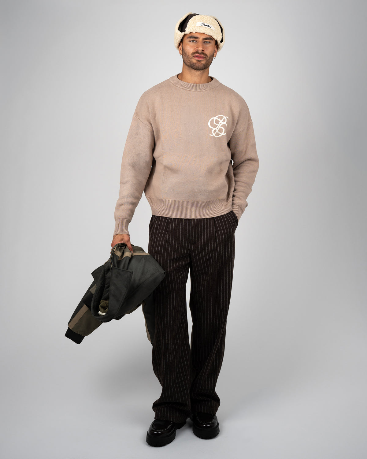 Prohibited Academy Knit Sweater Linen Beige