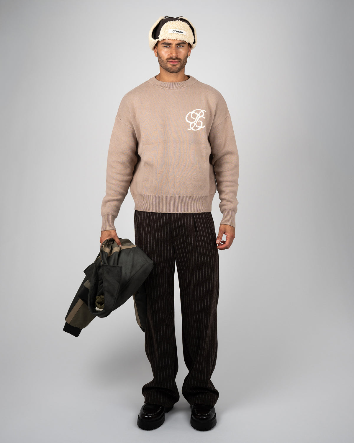 Prohibited Academy Knit Sweater Linen Beige