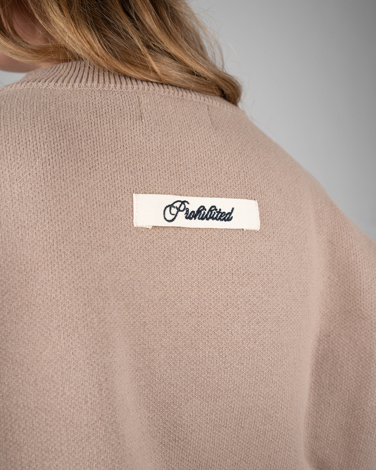 Prohibited Academy Knit Sweater Linen Beige