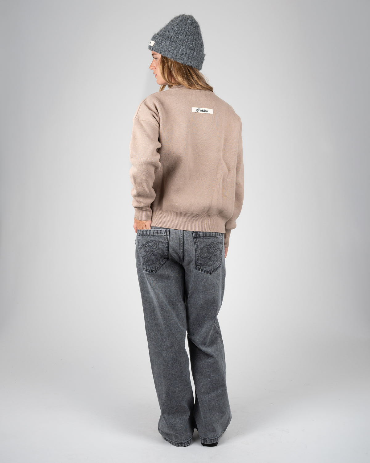 Prohibited Academy Knit Sweater Linen Beige