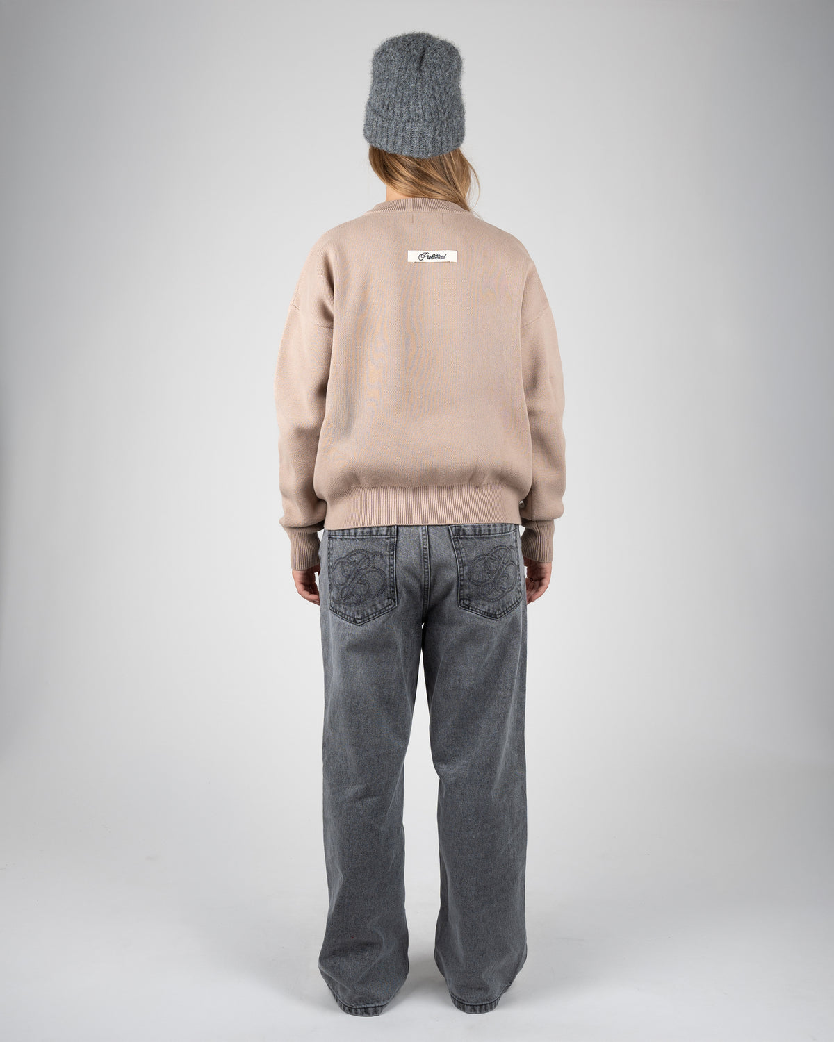 Prohibited Academy Knit Sweater Linen Beige