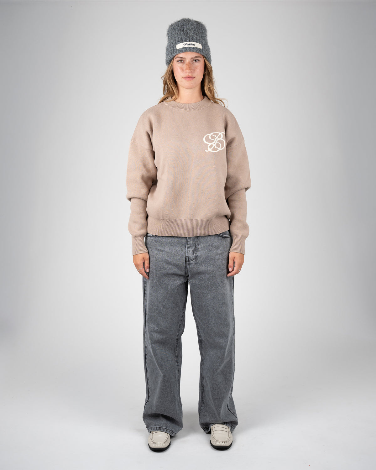 Prohibited Academy Knit Sweater Linen Beige