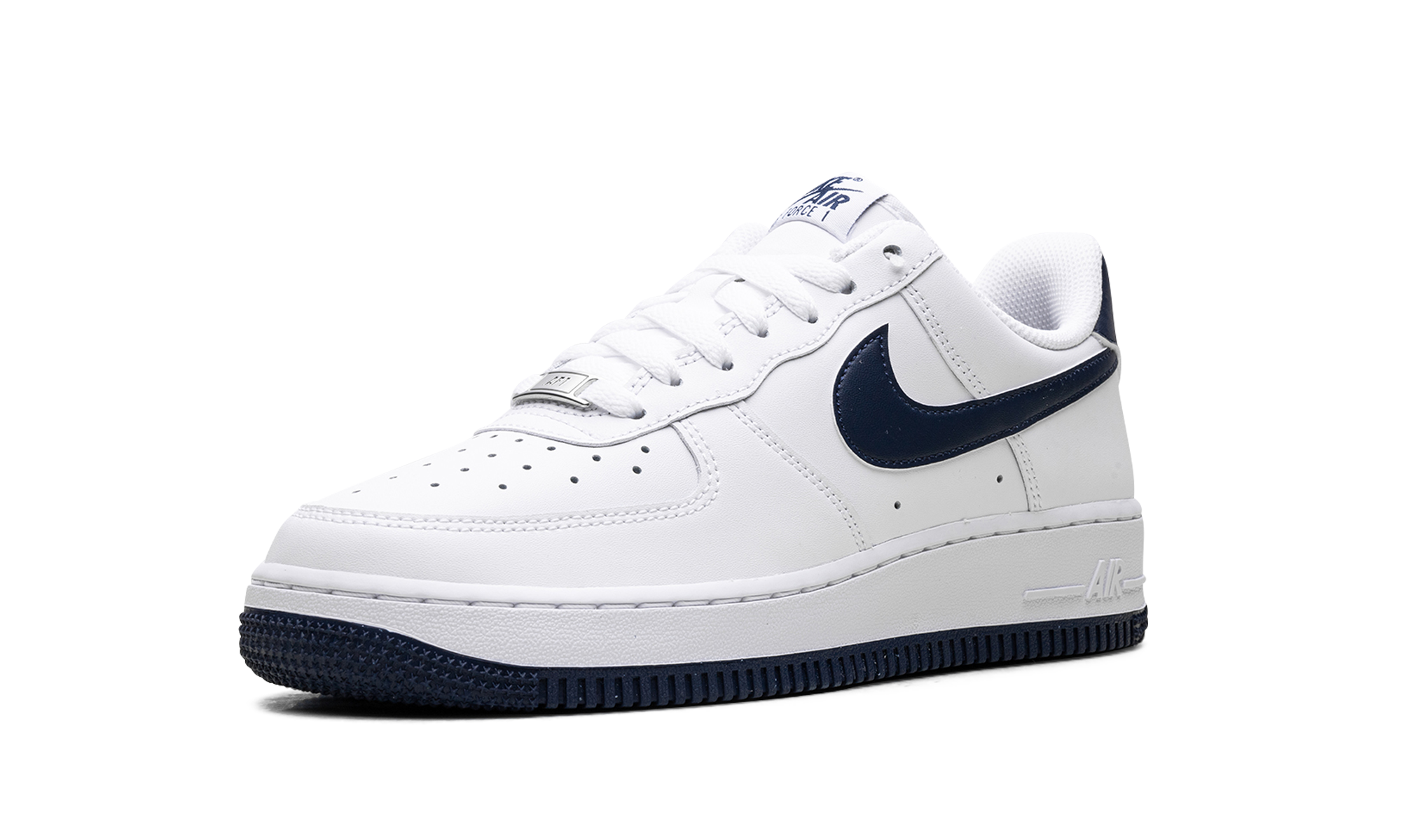 nike air force 1 07 white midnight navy 2024+FJ4146-104+left diagnol single view