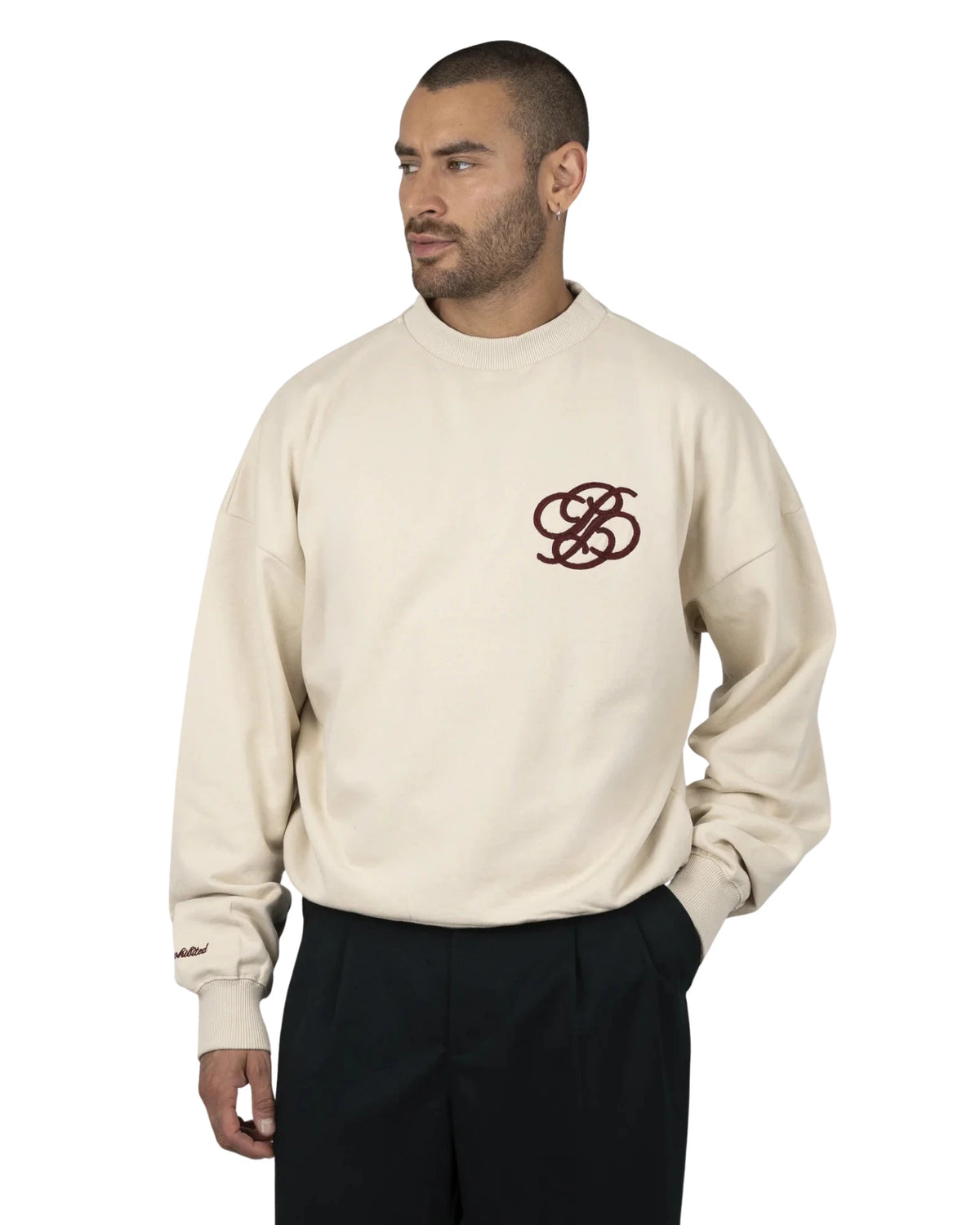 Prohibited College Days Crew Neck in ecru, gedragen door model
