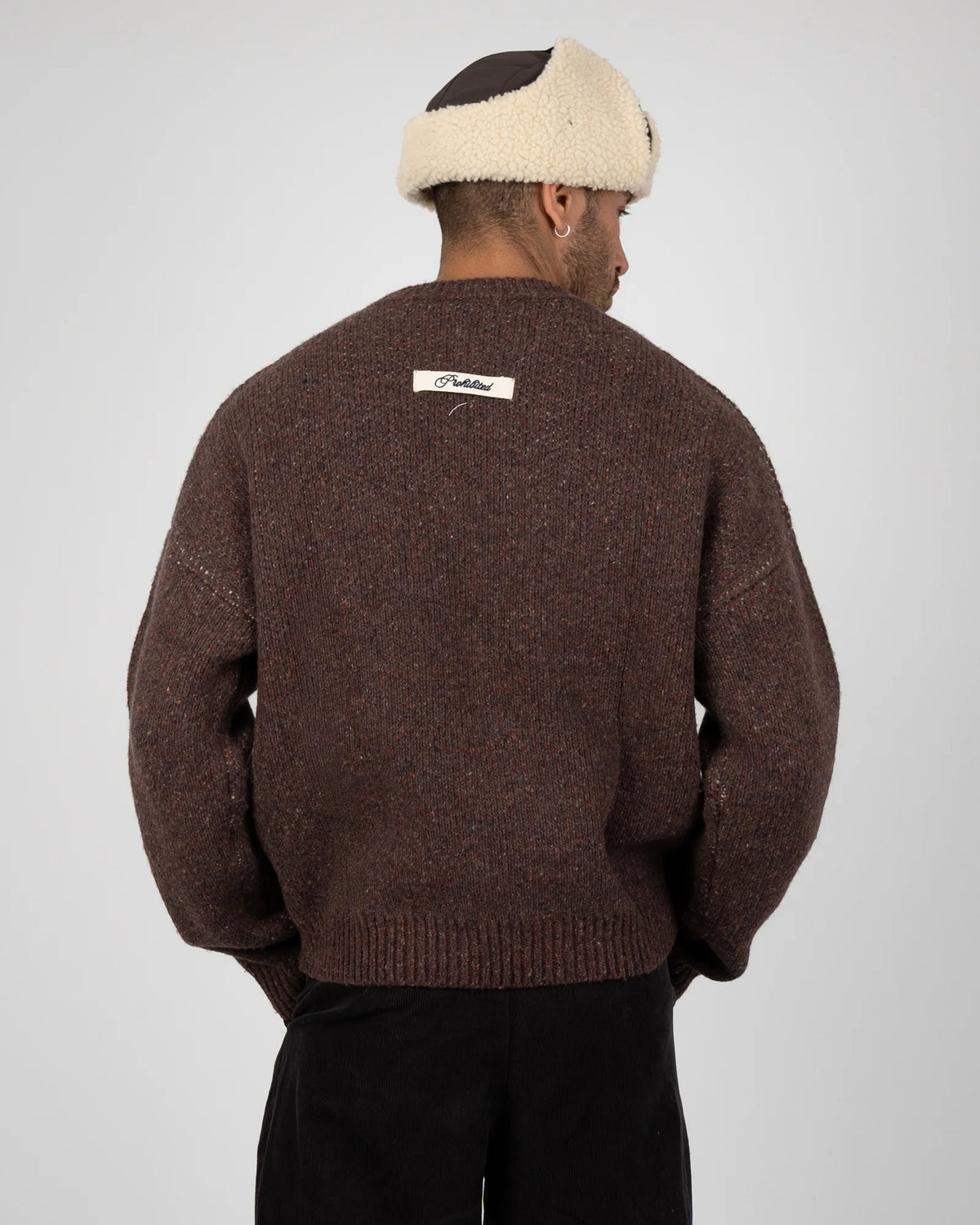 Prohibited Double P Knit Sweater in bruin, gedragen door model