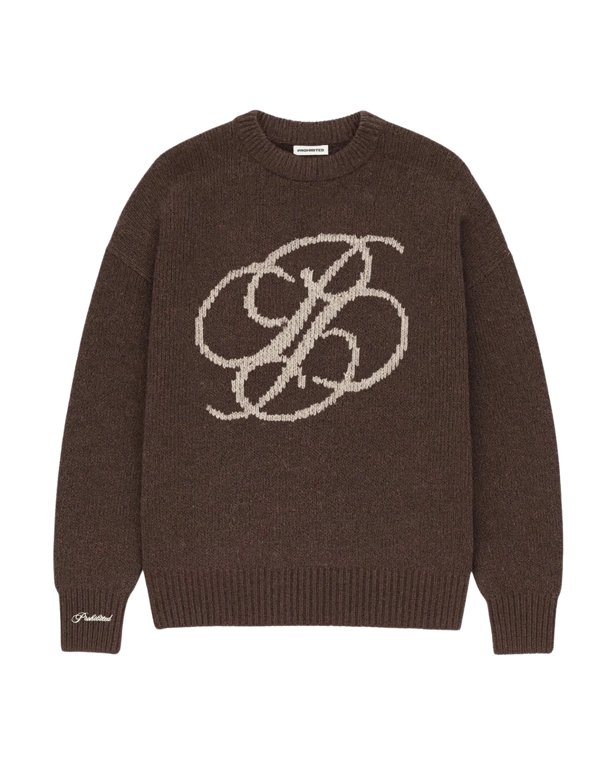 Prohibited Double P Knit Sweater in bruin, productfoto voorkant