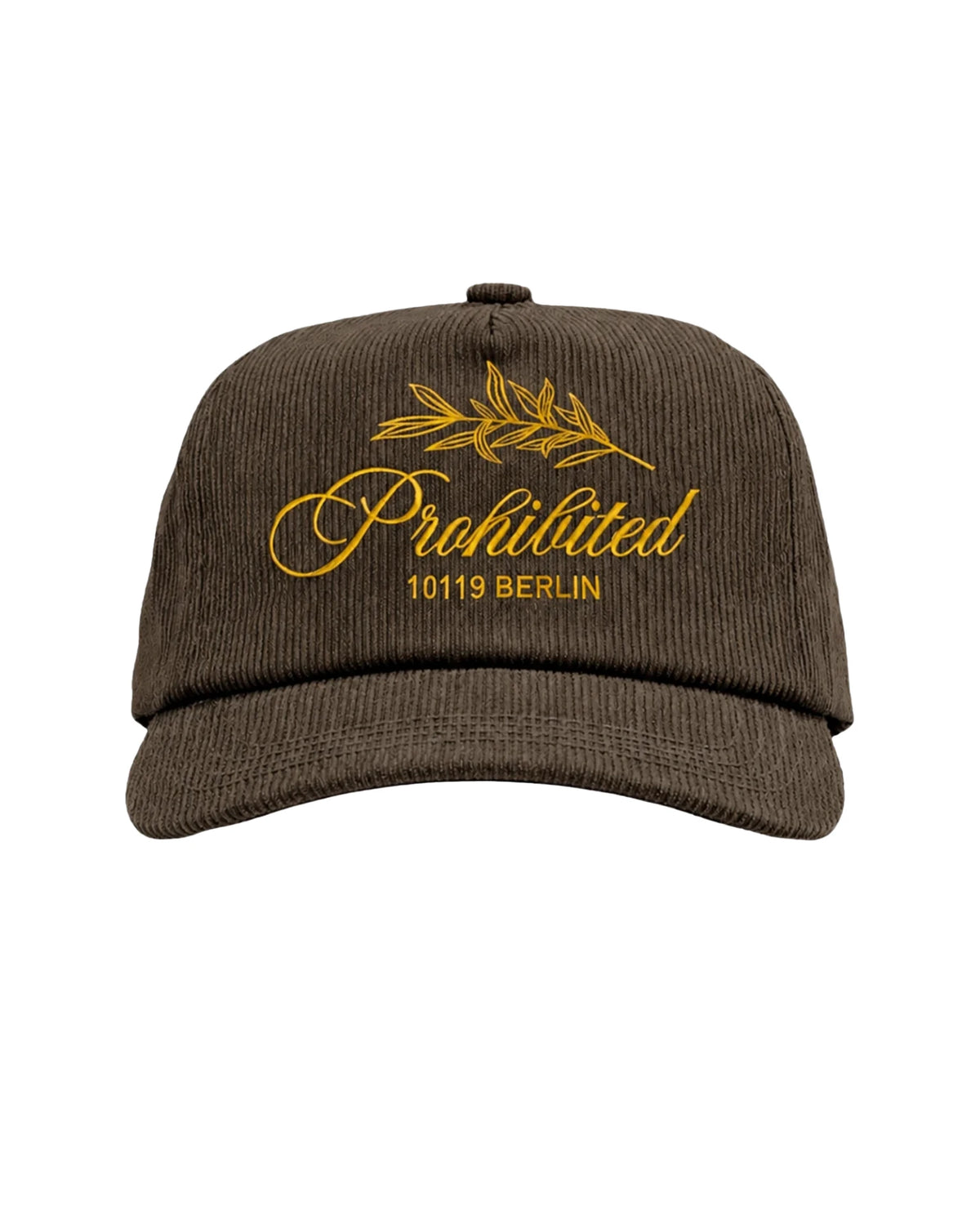 Prohibited Leaf Corduroy Cap in donkergroen, productfoto voorkant