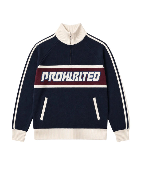 Prohibited Letterman Knitted Quarter Zip