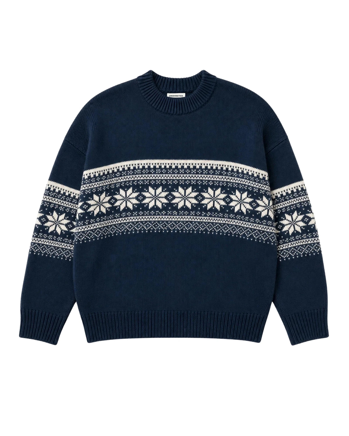 Prohibited Nordic Knit Sweater in marineblauw, productfoto voorkant