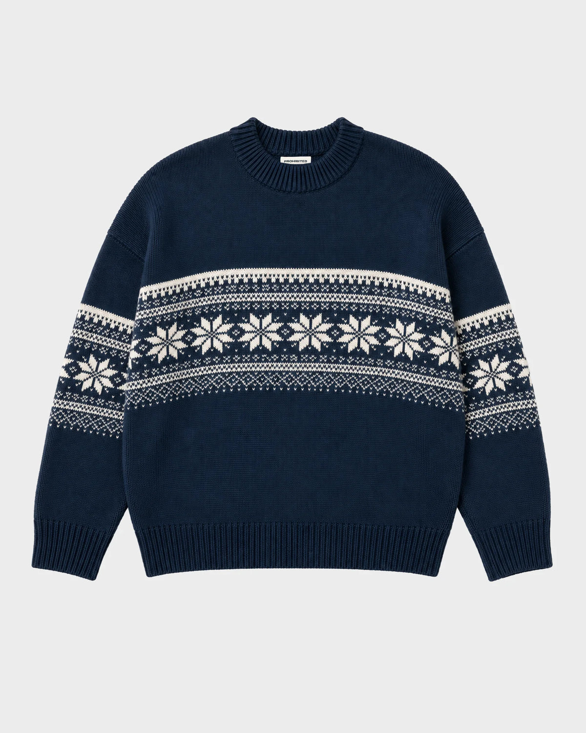 Prohibited Nordic Knit Sweater in marineblauw, productfoto voorkant