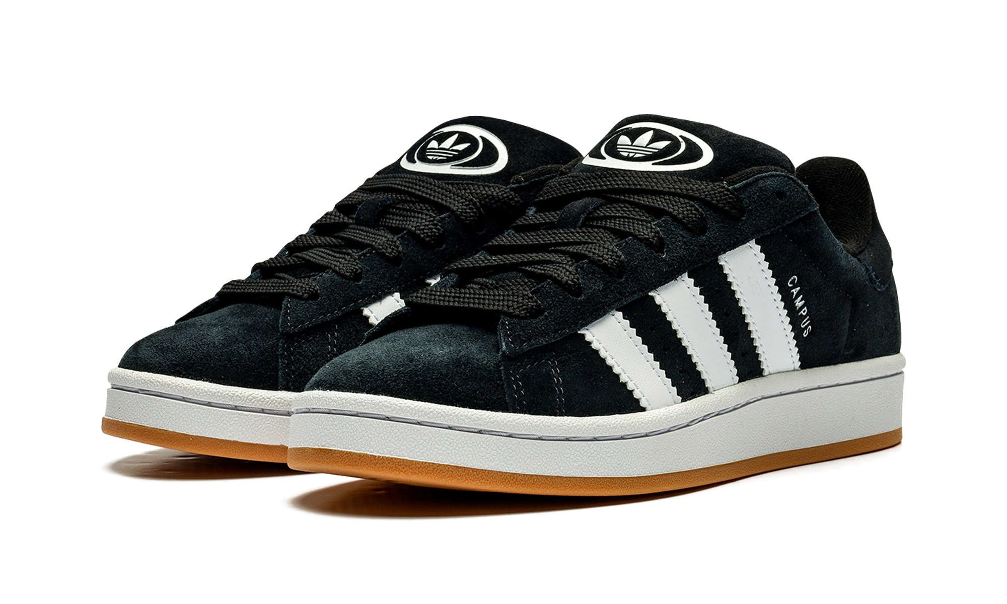 adidas campus 00s black white gum kids+HQ6638+diagnol left view